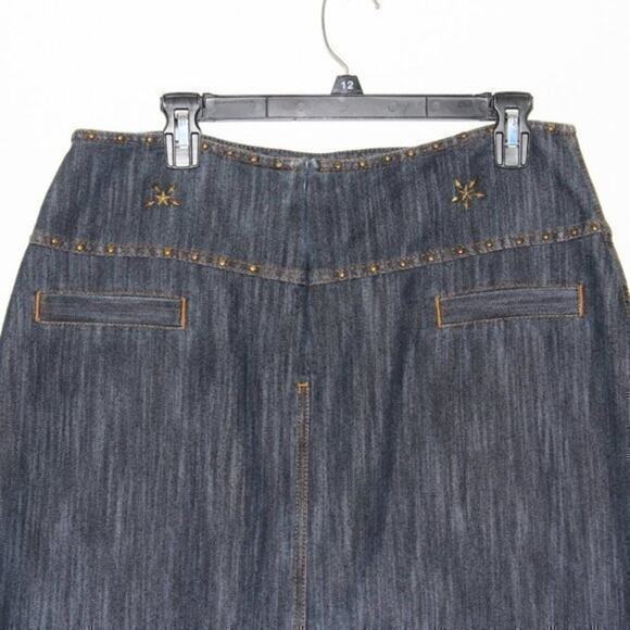 Denim Maxi Skirt Size Large with Stud Details - Picture 5 of 5